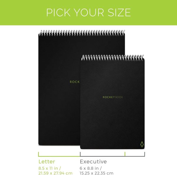 Rocketbook Flip Letter Smart Notebook, 32 Pages, 8.5  x 11 , Black Sale