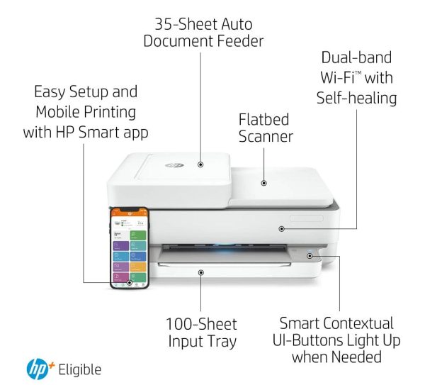 HP Envy Pro 6455e All-in-One Printer, White - Certified Refurbished For Sale