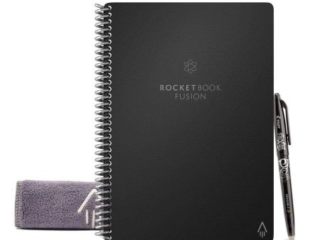 Rocketbook EVRF-E-M-K-A Fusion Mini Notebook Bundle 2Pens 2Cloth Black Executive Fashion