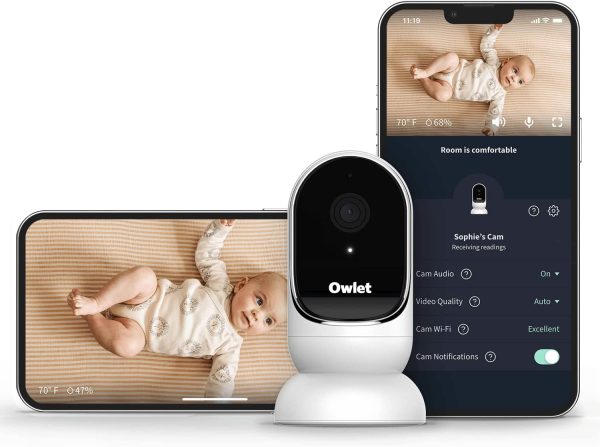 Owlet Cam Audio and Background Sound, Room Temp, Night Vision Smart HD Video Camera Baby Monitor White Online Hot Sale