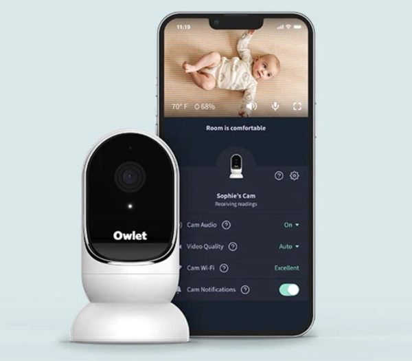 Owlet Cam Audio and Background Sound, Room Temp, Night Vision Smart HD Video Camera Baby Monitor White Online Hot Sale