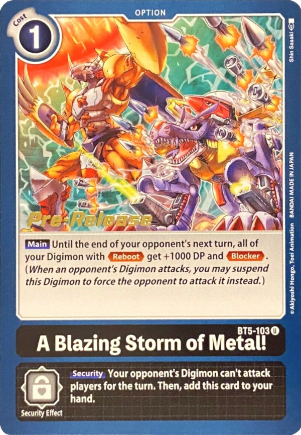 A Blazing Storm of Metal! [BT5-103] [Battle of Omni Pre-Release Promos] Online Hot Sale